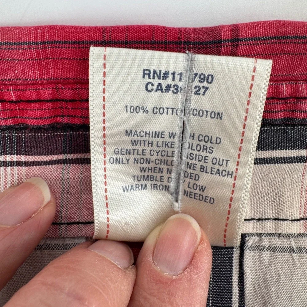 True Religion Plaid Pearl Snap Button Western Shirt Red Black White Size L *READ